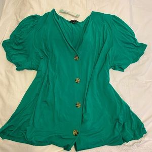 Emerald green top with tortoise shell buttons